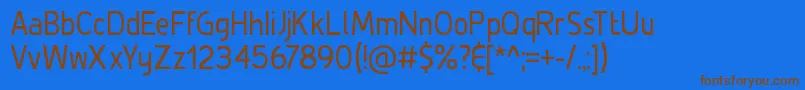 フォントDeLuxeCondensed – 茶色の文字が青い背景にあります。
