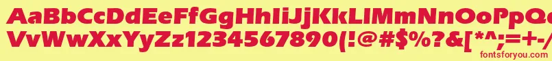 Erasultrac-Schriftart – Rote Schriften auf gelbem Hintergrund