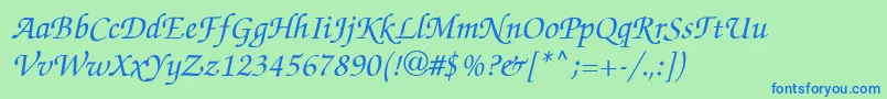 ZapfChanceItalic Font – Blue Fonts on Green Background