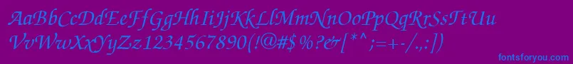 フォントZapfChanceItalic – 紫色の背景に青い文字