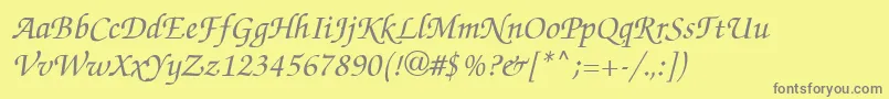 フォントZapfChanceItalic – 黄色の背景に灰色の文字
