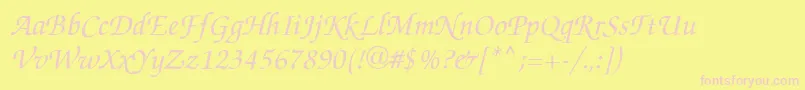 ZapfChanceItalic Font – Pink Fonts on Yellow Background