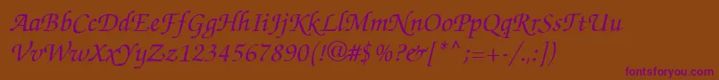 ZapfChanceItalic Font – Purple Fonts on Brown Background