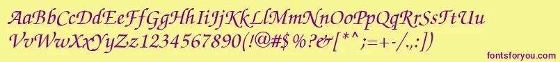 ZapfChanceItalic Font – Purple Fonts on Yellow Background