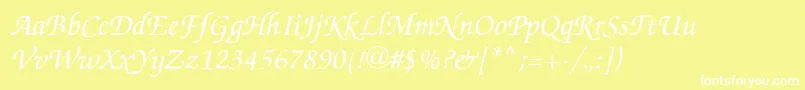 ZapfChanceItalic-fontti – valkoiset fontit keltaisella taustalla