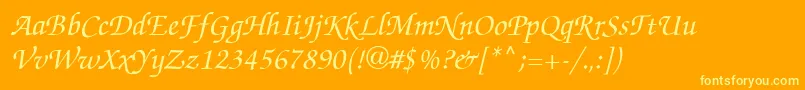 ZapfChanceItalic-fontti – keltaiset fontit oranssilla taustalla