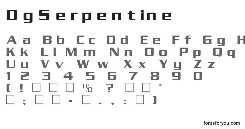 Czcionka DgSerpentine – alfabet, cyfry, specjalne znaki
