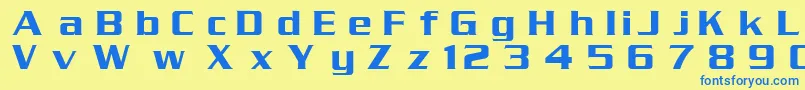 フォントDgSerpentine – 青い文字が黄色の背景にあります。