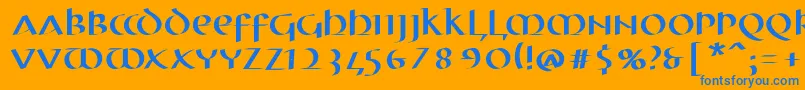 MkuncialePen Font – Blue Fonts on Orange Background