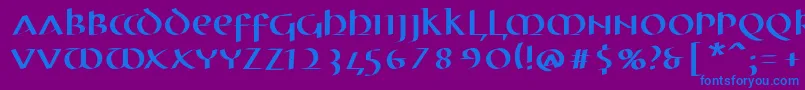 Fonte MkuncialePen – fontes azuis em um fundo violeta