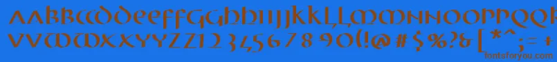 MkuncialePen Font – Brown Fonts on Blue Background