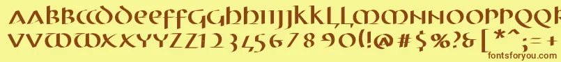 MkuncialePen Font – Brown Fonts on Yellow Background