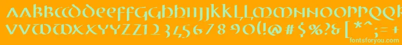 MkuncialePen Font – Green Fonts on Orange Background