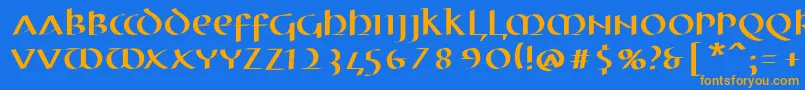 MkuncialePen Font – Orange Fonts on Blue Background