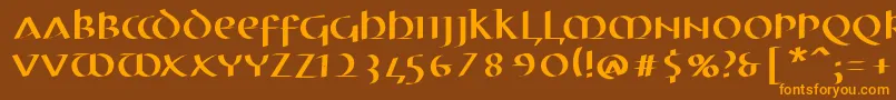 MkuncialePen Font – Orange Fonts on Brown Background