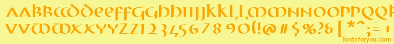 Czcionka MkuncialePen – pomarańczowe czcionki na żółtym tle