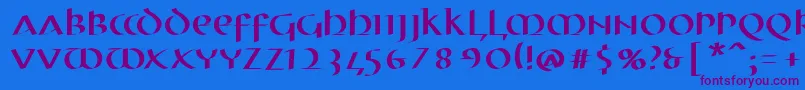 MkuncialePen Font – Purple Fonts on Blue Background