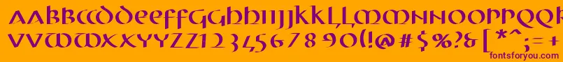 MkuncialePen Font – Purple Fonts on Orange Background