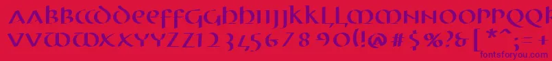 MkuncialePen-Schriftart – Violette Schriften auf rotem Hintergrund