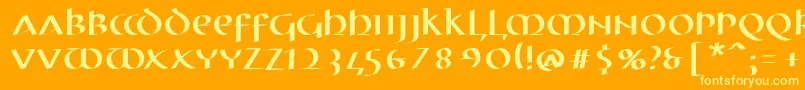 MkuncialePen Font – Yellow Fonts on Orange Background