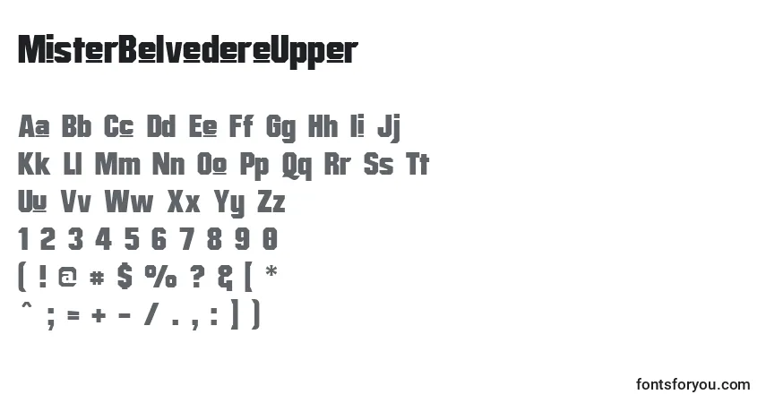 Шрифт MisterBelvedereUpper – алфавит, цифры, специальные символы