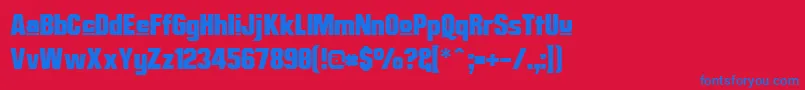 フォントMisterBelvedereUpper – 赤い背景に青い文字