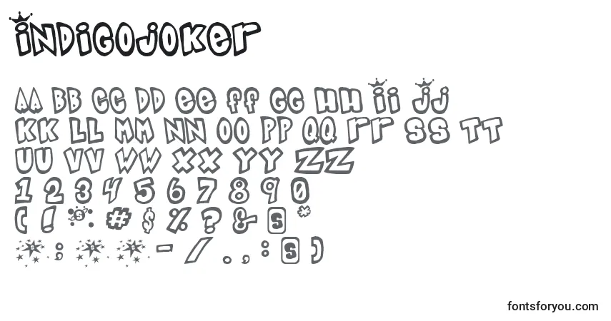 A fonte Indigojoker – alfabeto, números, caracteres especiais