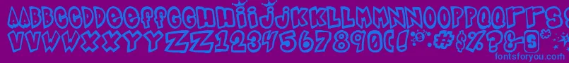 Indigojoker-Schriftart – Blaue Schriften auf violettem Hintergrund