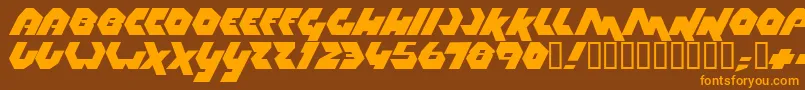 フォントThrust ffy – オレンジ色の文字が茶色の背景にあります。