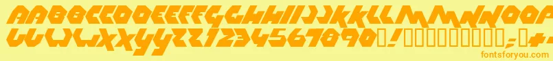 フォントThrust ffy – オレンジの文字が黄色の背景にあります。