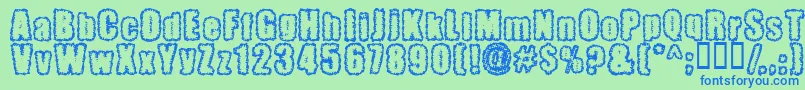 フォントPinniepo – 青い文字は緑の背景です。