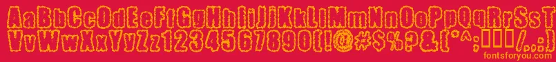 Pinniepo-Schriftart – Orangefarbene Schriften auf rotem Hintergrund