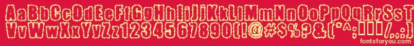 Pinniepo-Schriftart – Gelbe Schriften auf rotem Hintergrund