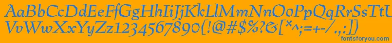 PreissigItalic Font – Blue Fonts on Orange Background