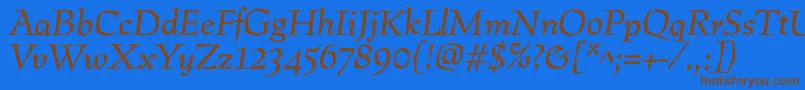 PreissigItalic Font – Brown Fonts on Blue Background