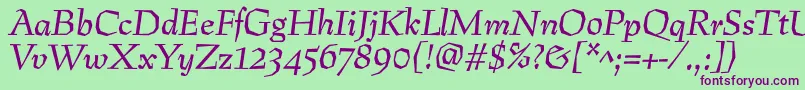 PreissigItalic Font – Purple Fonts on Green Background