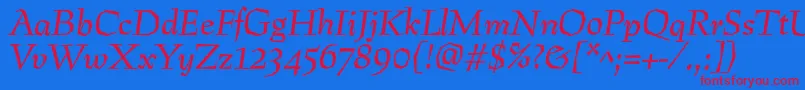 PreissigItalic Font – Red Fonts on Blue Background