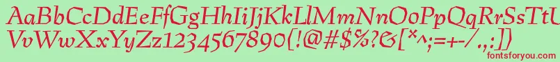 PreissigItalic Font – Red Fonts on Green Background