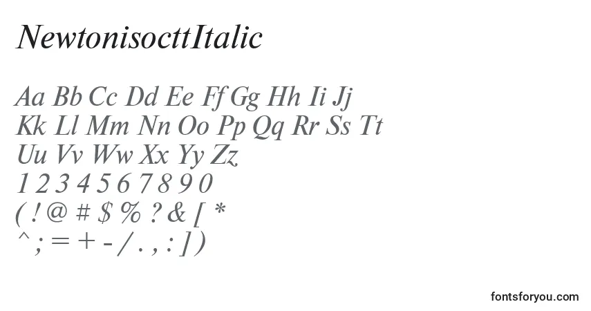 Шрифт NewtonisocttItalic – алфавит, цифры, специальные символы