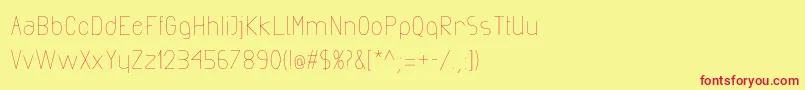 フォントExactaLight – 赤い文字の黄色い背景