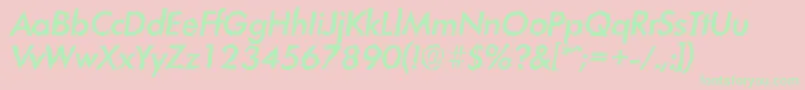 LimerickrandomMediumItalic-Schriftart – Grüne Schriften auf rosa Hintergrund