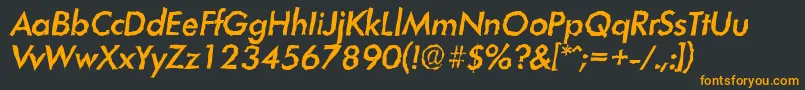 LimerickrandomMediumItalic-Schriftart – Orangefarbene Schriften auf schwarzem Hintergrund