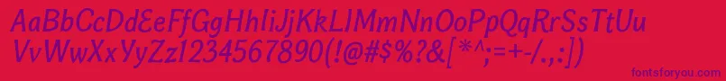 BonobosbItalic Font – Purple Fonts on Red Background