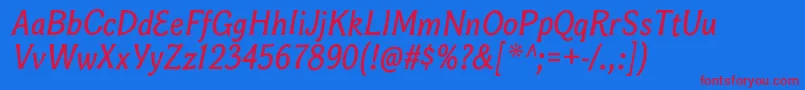 BonobosbItalic Font – Red Fonts on Blue Background