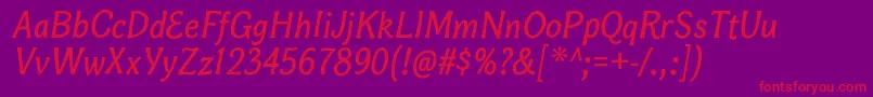 BonobosbItalic Font – Red Fonts on Purple Background
