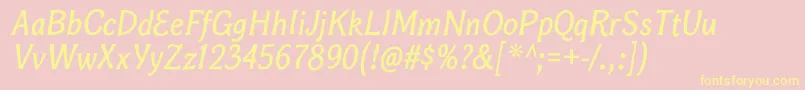 BonobosbItalic-Schriftart – Gelbe Schriften auf rosa Hintergrund