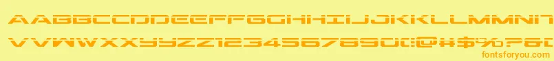 Outriderlaser-Schriftart – Orangefarbene Schriften auf gelbem Hintergrund