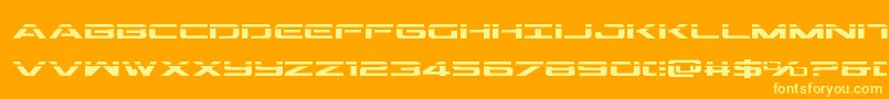 Outriderlaser-Schriftart – Gelbe Schriften auf orangefarbenem Hintergrund