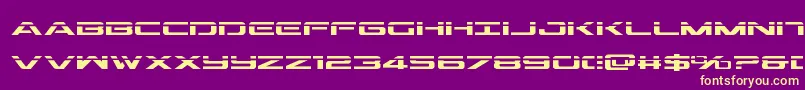 Outriderlaser-Schriftart – Gelbe Schriften auf violettem Hintergrund