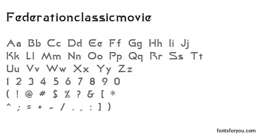 Czcionka Federationclassicmovie – alfabet, cyfry, specjalne znaki